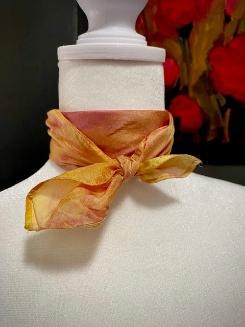Hand Painted Hand Dyed Silk Scarf • Apricot Yellow