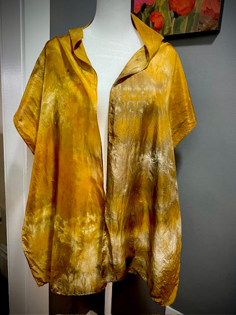 Hand Painted and Hand Dyed Silk Scarf • Ochre