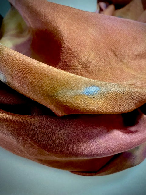 Hand Painted and Hand Dyed Silk Scarf • Copper Gold Plum