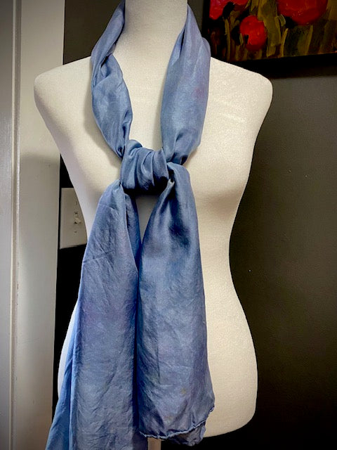 Hand Painted and Hand Dyed Silk Scarf • Blue Hydrangea