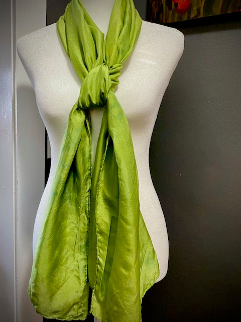 Hand Painted and Hand Dyed Silk Scarf • Chartreuse