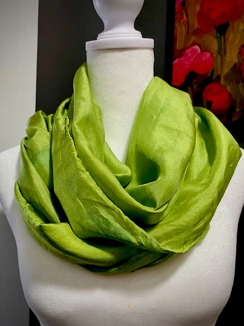 Hand Painted and Hand Dyed Silk Scarf • Chartreuse