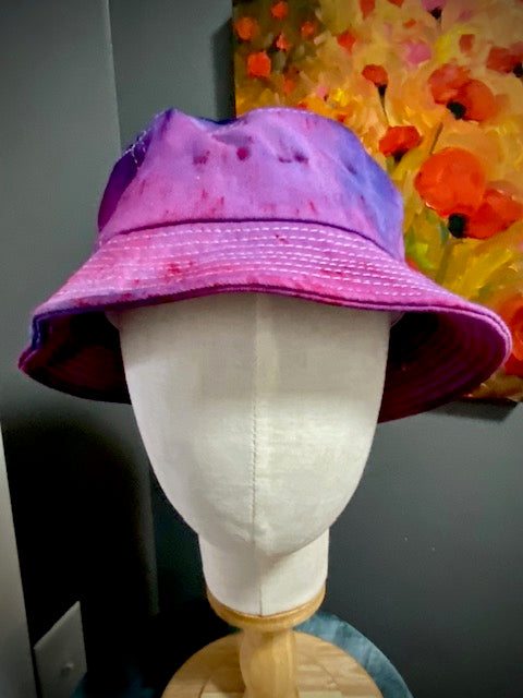 Hand-Dyed 100% Cotton Bucket Hat • Fuchsia Purple