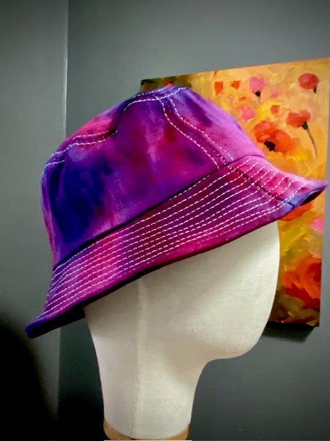 Hand-Dyed 100% Cotton Bucket Hat • Fuchsia Purple