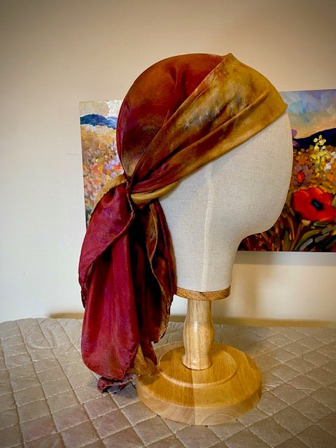 Hand Painted and Hand Dyed Silk Scarf • Plum Green