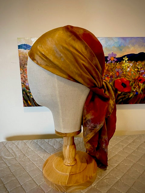 Hand Painted and Hand Dyed Silk Scarf • Plum Green