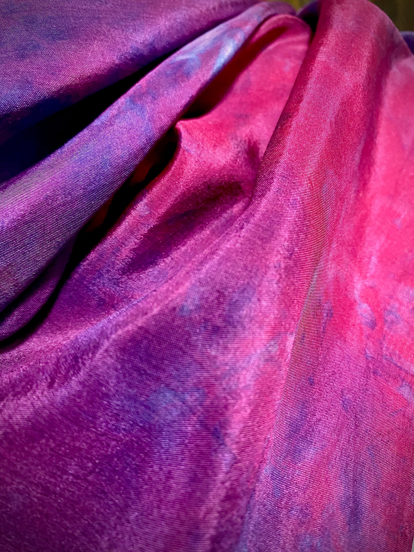 Hand Painted and Hand Dyed Silk Scarf • Pink Blue Purple