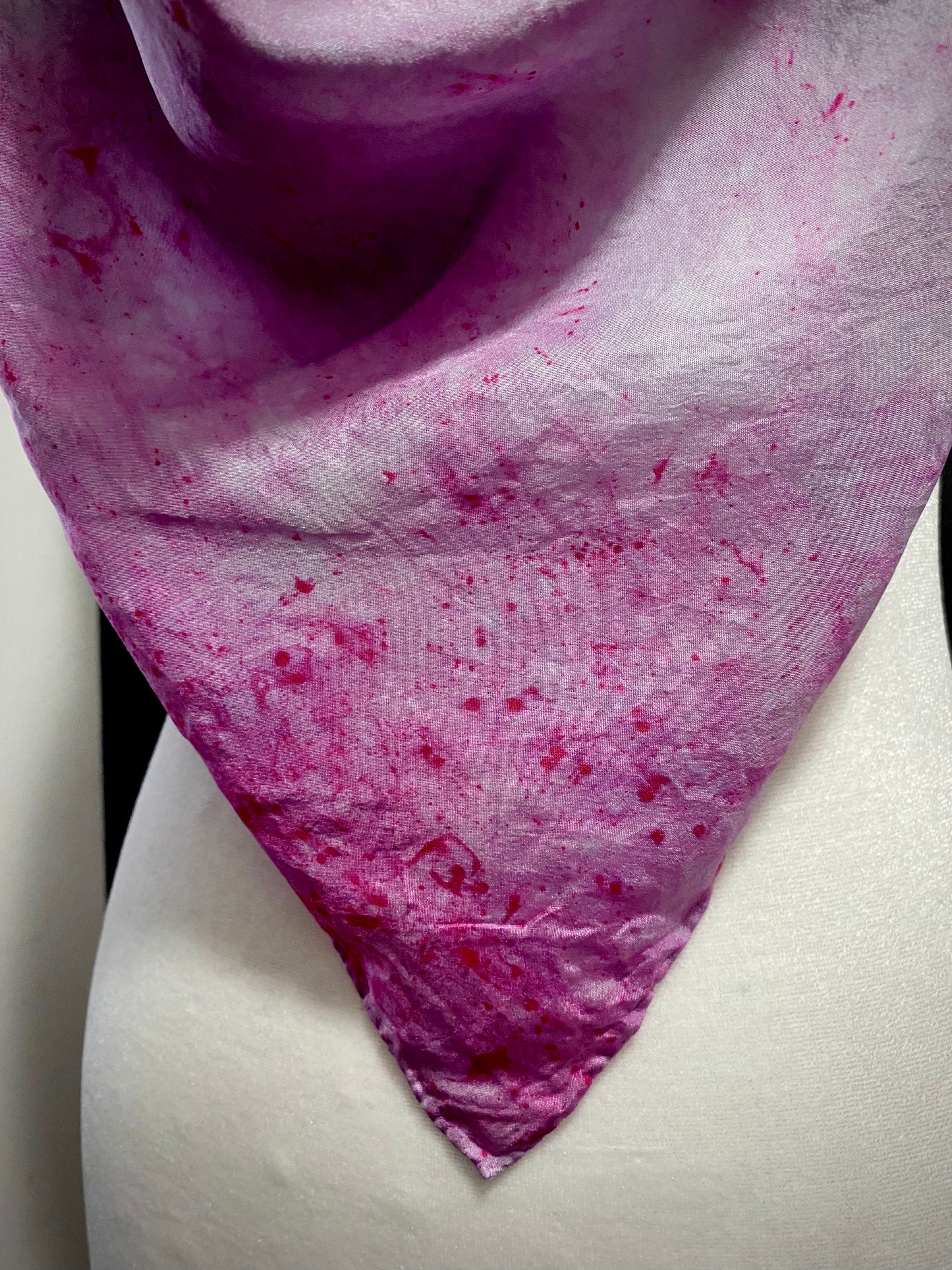Hand Painted and Hand Dyed Silk Scarf • Pink Gray