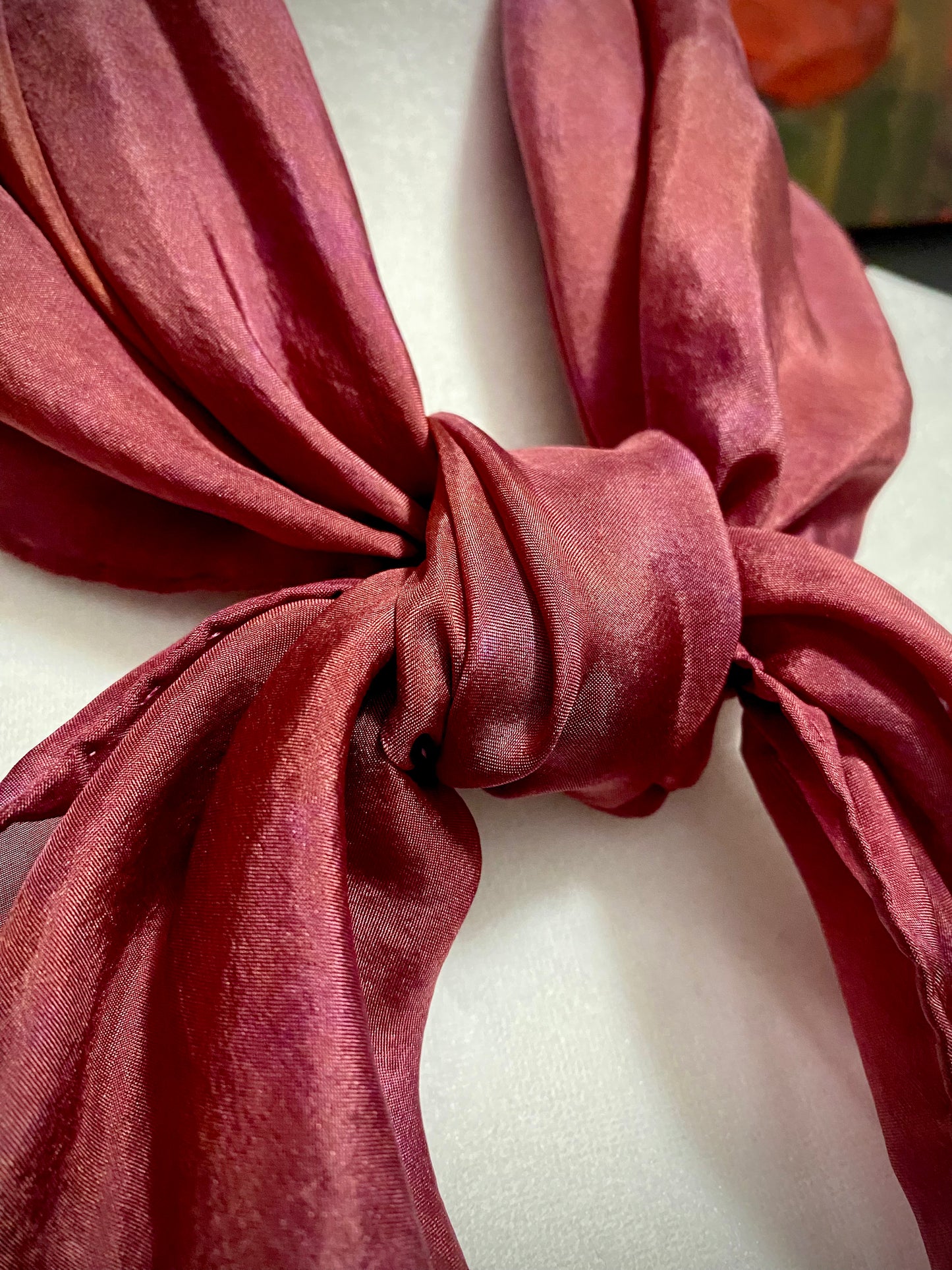 Hand Painted and Hand Dyed Silk Habotai Scarf • Plum