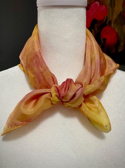 Hand Painted Hand Dyed Silk Habotai Scarf • Apricot Yellow