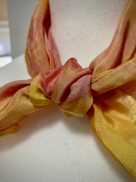 Hand Painted Hand Dyed Silk Habotai Scarf • Apricot Yellow