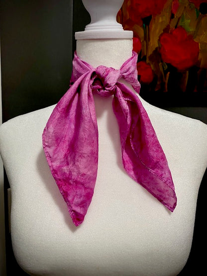 Hand Painted and Hand Dyed Silk Habotai Scarf • Fuchsia