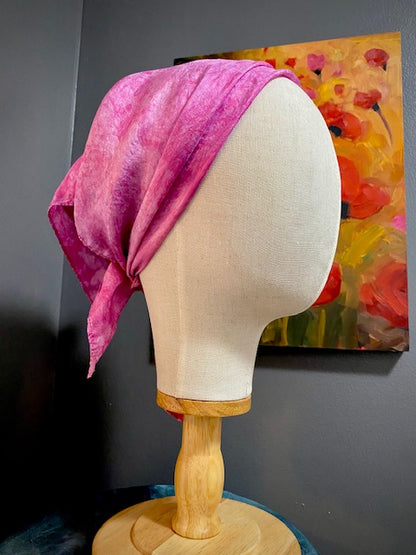 Hand Painted and Hand Dyed Silk Habotai Scarf • Fuchsia