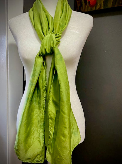 Hand Painted and Hand Dyed Silk Scarf • Chartreuse