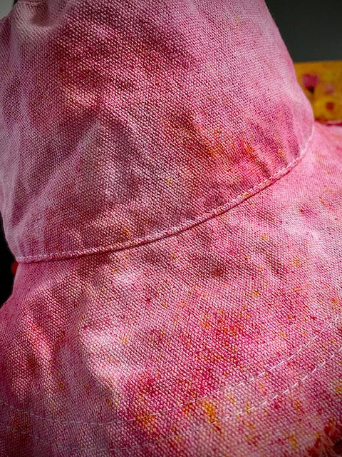 Hand-Dyed 100% Cotton Bucket Hat With Raw Edges • Pink