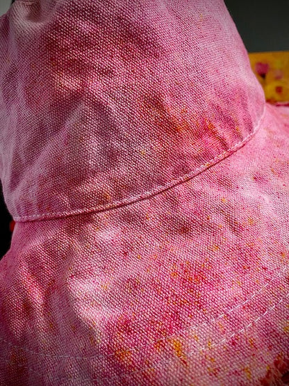 Hand-Dyed 100% Cotton Bucket Hat With Raw Edges • Pink