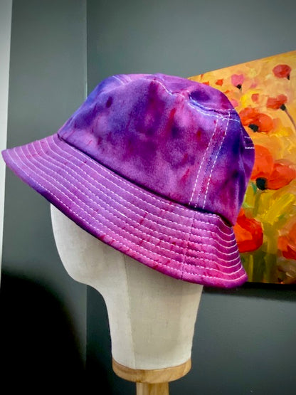 Hand-Dyed 100% Cotton Bucket Hat • Fuchsia Purple