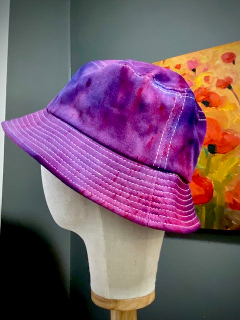 Hand-Dyed 100% Cotton Bucket Hat • Fuchsia Purple