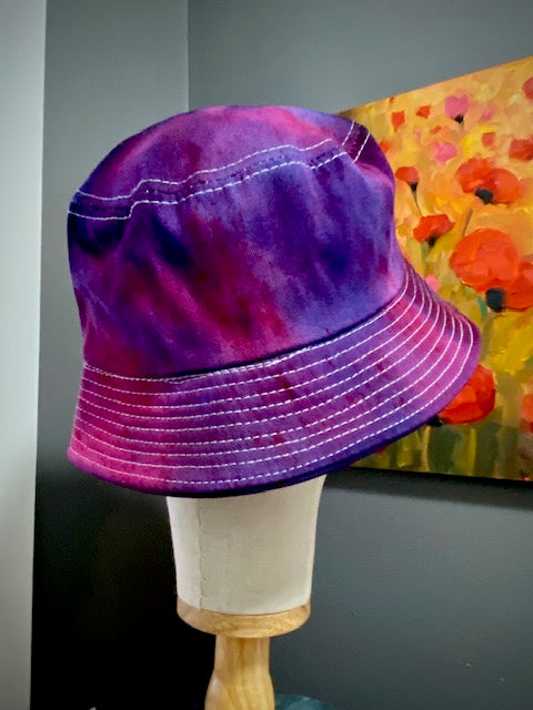 Hand-Dyed 100% Cotton Bucket Hat • Fuchsia Purple