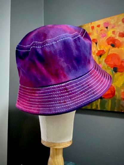 Hand-Dyed 100% Cotton Bucket Hat • Fuchsia Purple