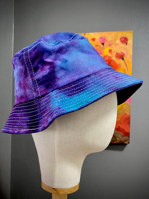 Hand-Dyed 100% Cotton Bucket Hat • Blue Purple