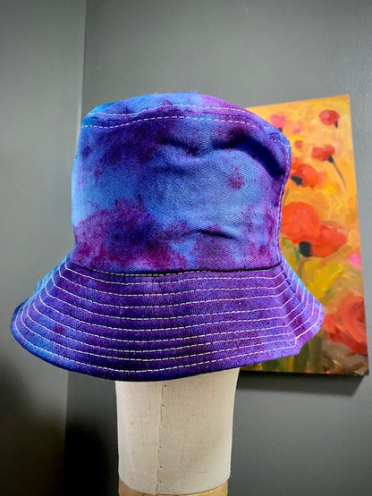 Hand-Dyed 100% Cotton Bucket Hat • Blue Purple