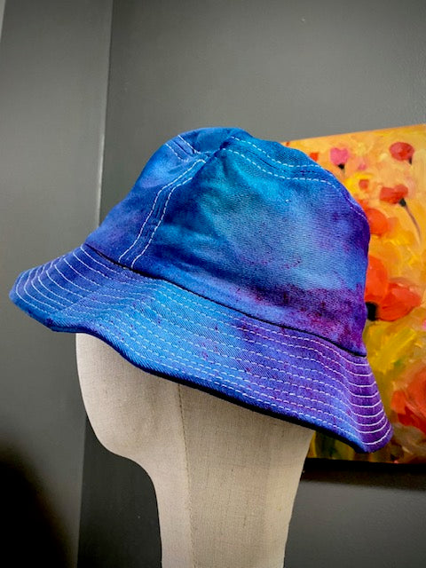 Hand-Dyed 100% Cotton Bucket Hat • Blue Purple