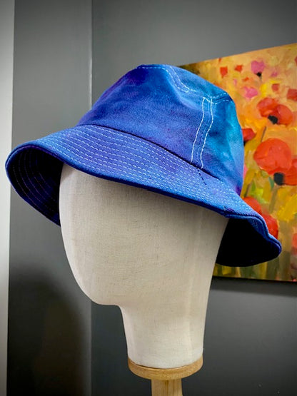 Hand-Dyed 100% Cotton Bucket Hat • Blue Purple
