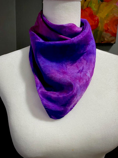 Hand Painted Hand Dyed Silk Habotai Scarf • Purple Pink