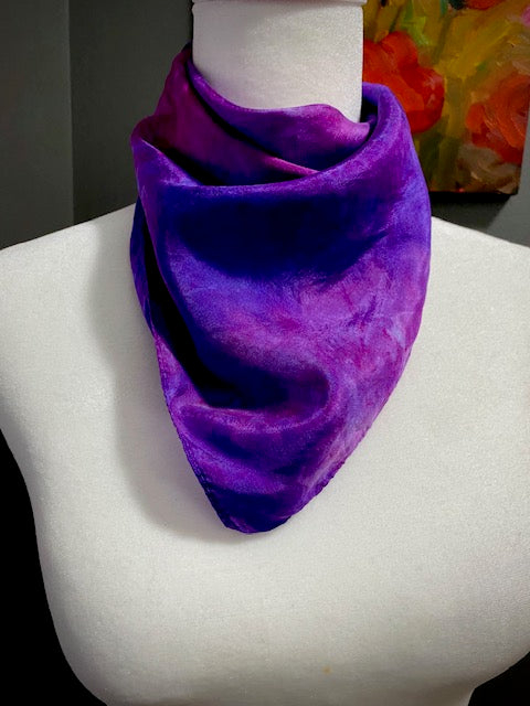 Hand Painted Hand Dyed Silk Habotai Scarf • Purple Pink