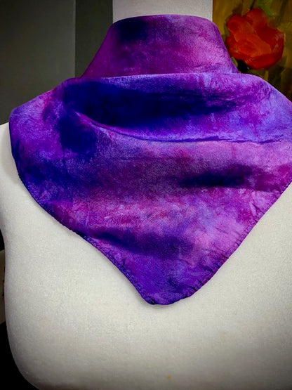 Hand Painted Hand Dyed Silk Habotai Scarf • Purple Pink