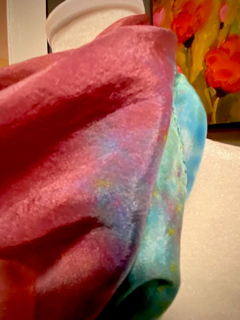 Hand Painted and Hand Dyed Silk Habotai Scarf • Plum Blue