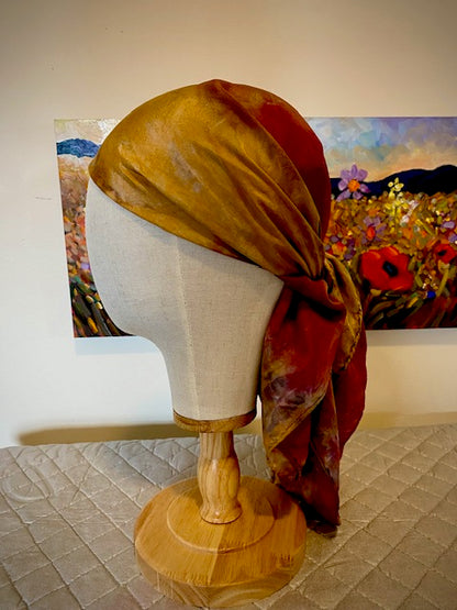 Hand Painted and Hand Dyed Silk Scarf • Plum Green