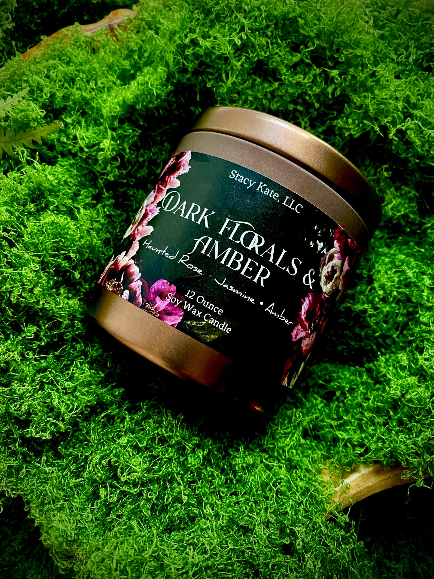 Dark Florals & Amber Soy Wax Candle