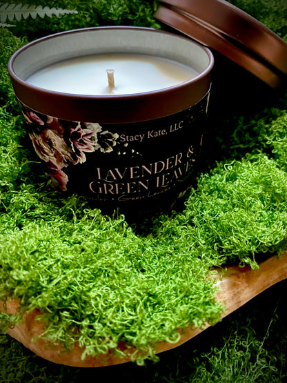 Lavender & Green Leaves Soy Wax Candle