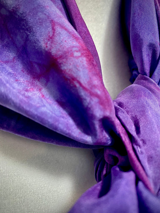 Hand Painted and Hand Dyed Silk Habotai Scarf • Purple Pink