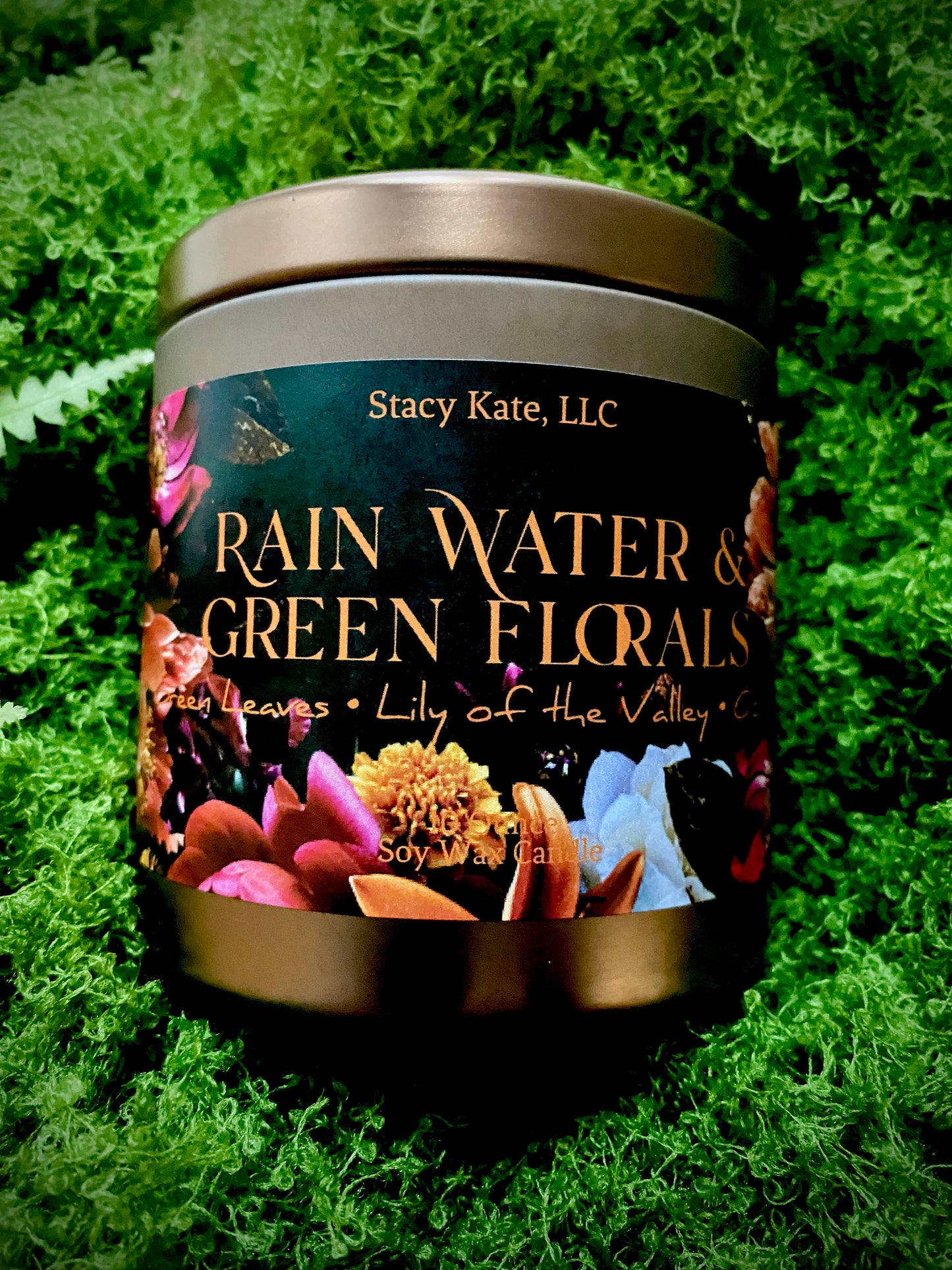 Rain Water & Green Florals Soy Wax Candle