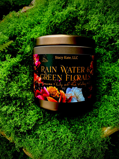 Rain Water & Green Florals Soy Wax Candle