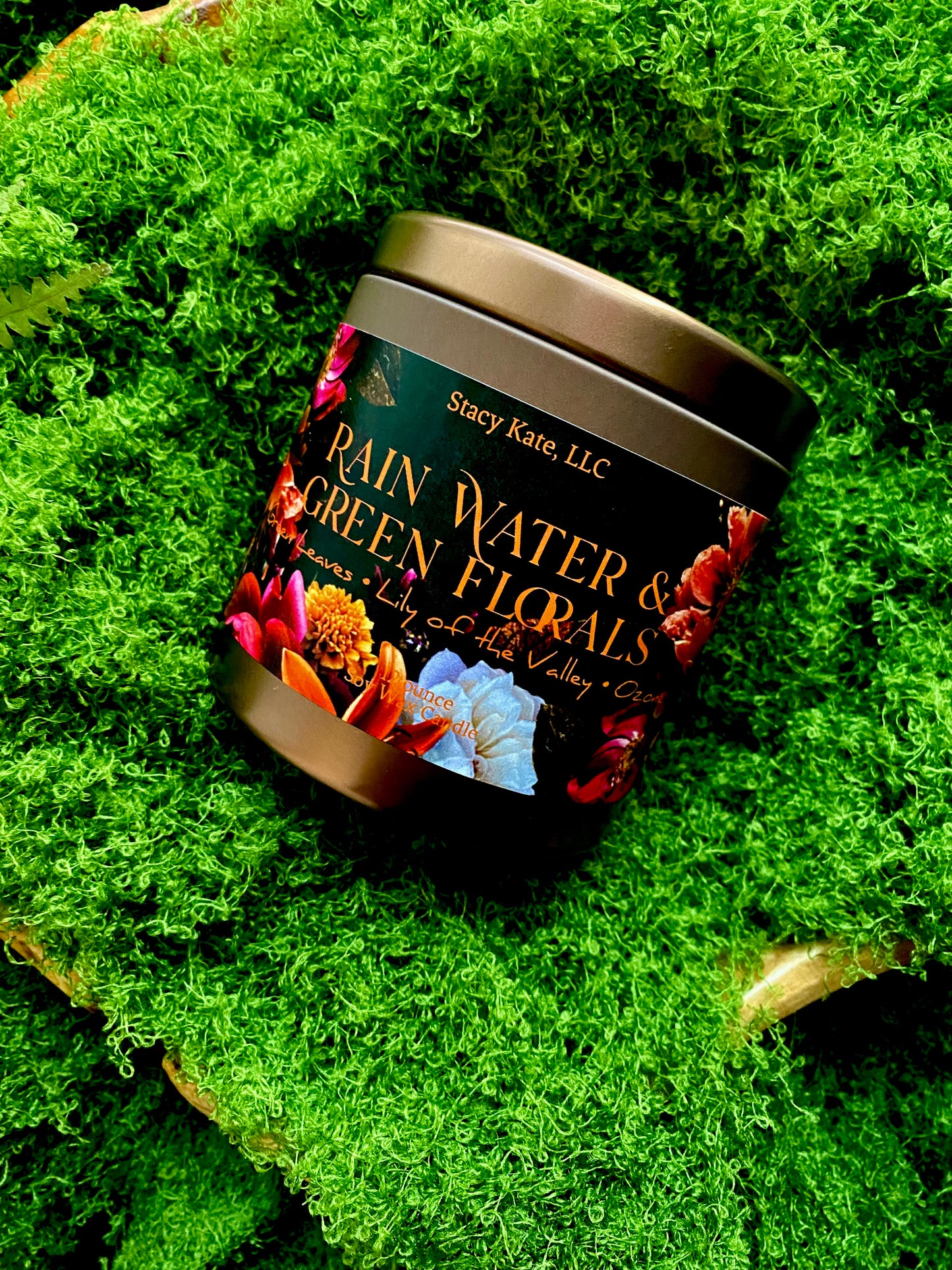 Rain Water & Green Florals Soy Wax Candle